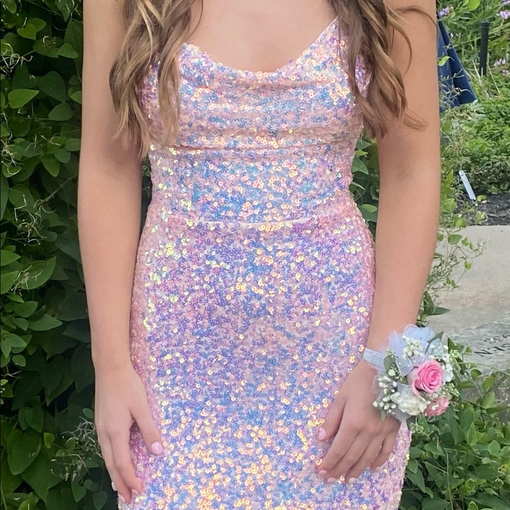 Pink homecoming dress worm once.